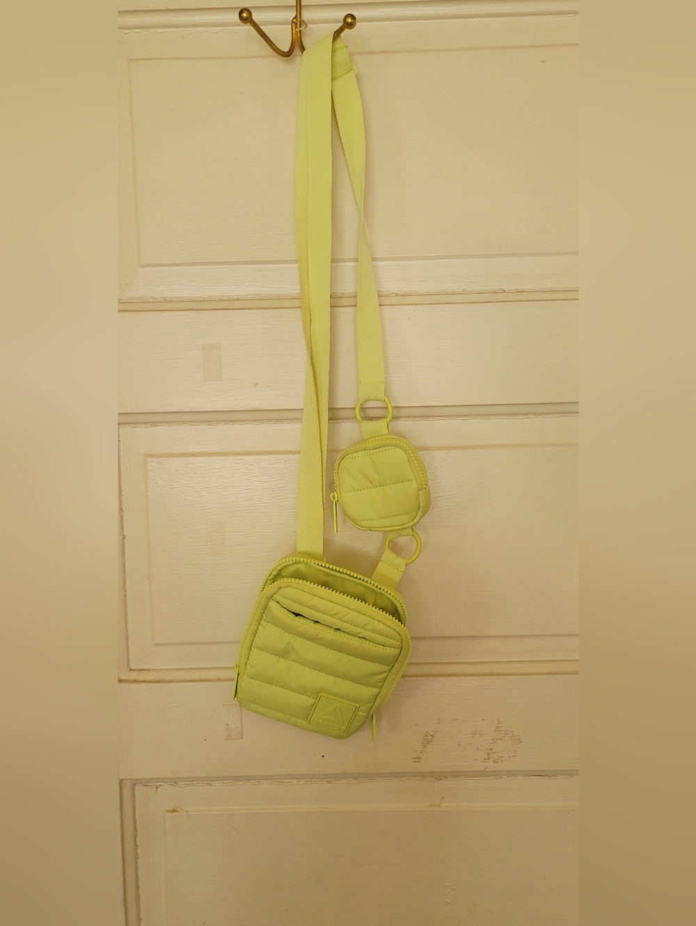 Reebok Quilted Puffer Crossbody Bag + Mini Pouch | Lime Green Y2K